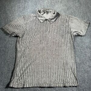 Vintage YMLA 90s Textured 1/4 Zip Polo Shirt Mens XL Silver Gray